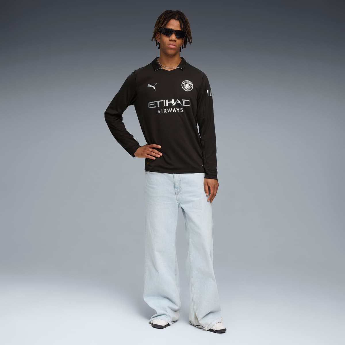 PUMA Manchester City 25/26 uitshirt met lange mouw voor Heren, Zwart, Maat XL thumbnail 4