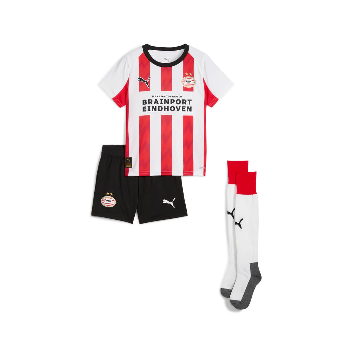 PUMA PSV Eindhoven 25/26 mini-thuistenue, Rood/Wit, Maat 4-5Y