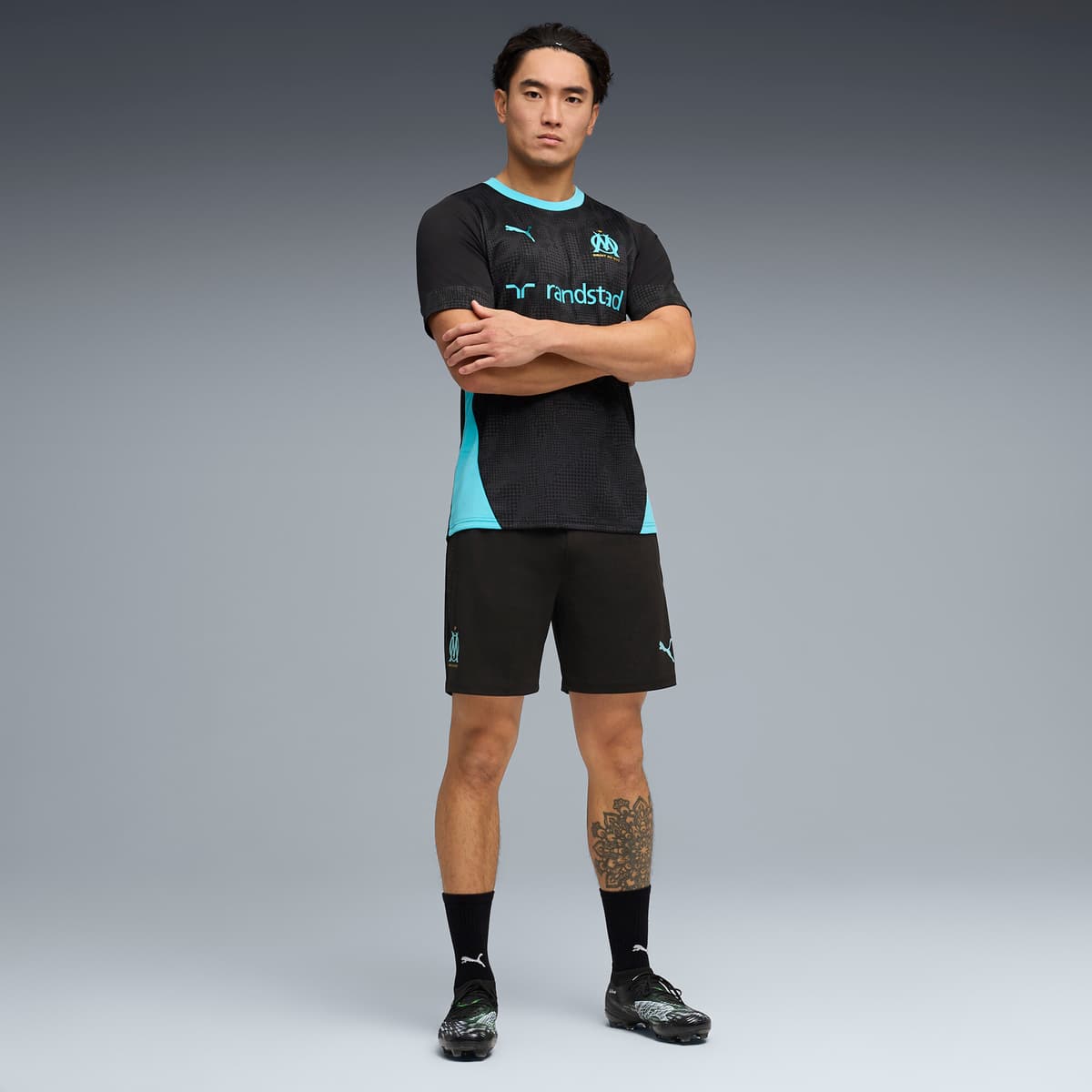 PUMA Olympique de Marseille trainingsshirt voor Heren, Zwart, Maat M thumbnail 2