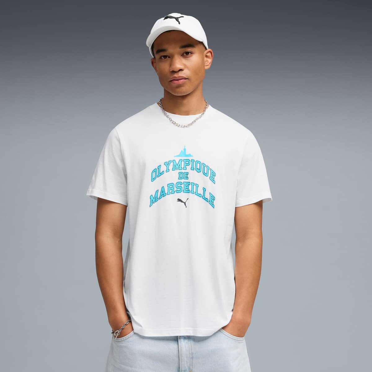 PUMA Olympique de Marseille FtblCulture T-shirt voor Heren, Blauw/Wit, Maat 3XL thumbnail 4