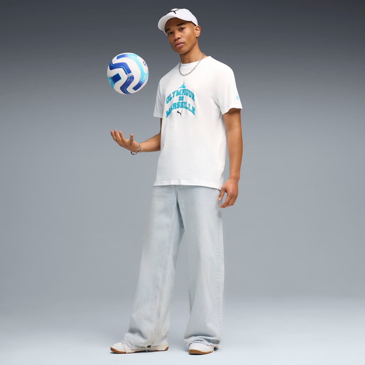 PUMA Olympique de Marseille FtblCulture T-shirt voor Heren, Blauw/Wit, Maat 3XL thumbnail 2