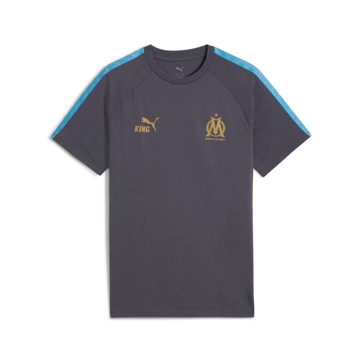 PUMA Olympique de Marseille KING T-shirt voor Heren, Blauw/Grijs, Maat XL