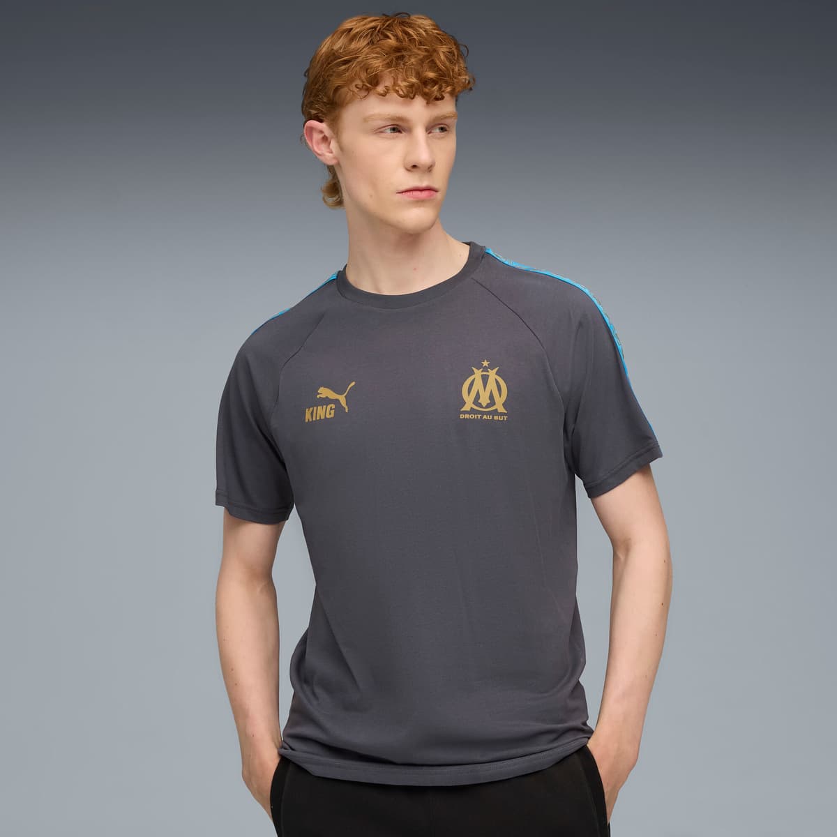 PUMA Olympique de Marseille KING T-shirt voor Heren, Blauw/Grijs, Maat XL thumbnail 6