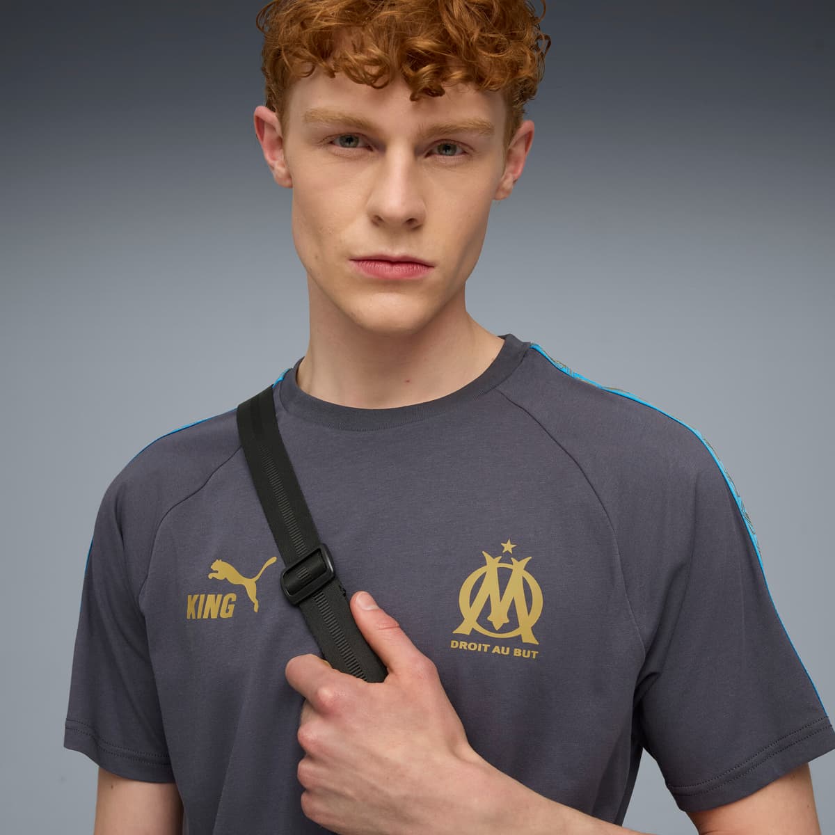 PUMA Olympique de Marseille KING T-shirt voor Heren, Blauw/Grijs, Maat XL thumbnail 2