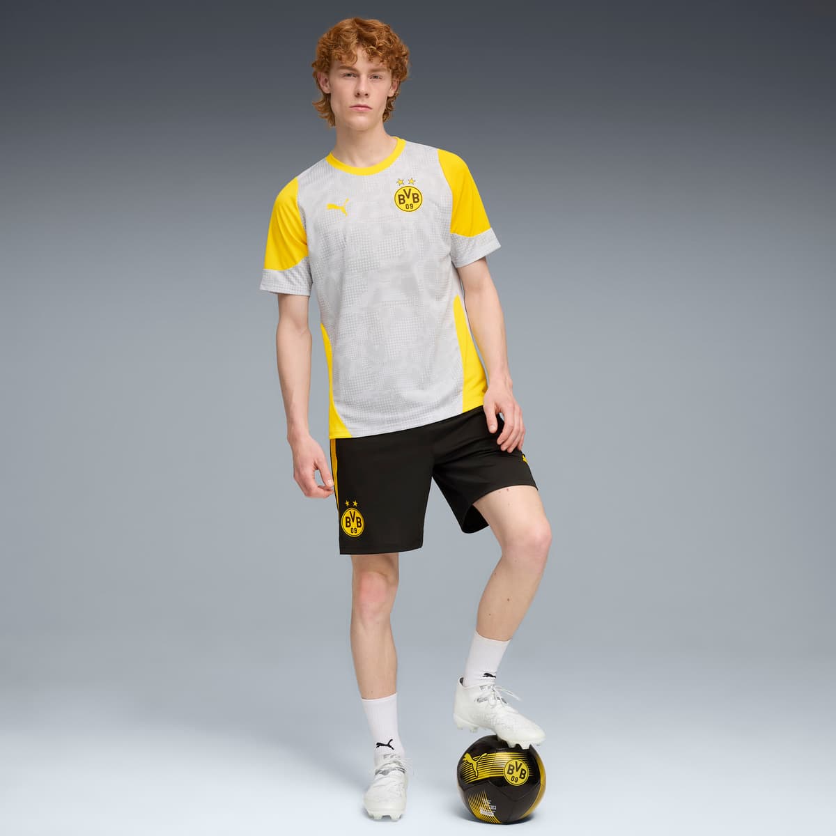 PUMA Borussia Dortmund trainingsshirt voor Heren, Geel/Zilver, Maat S thumbnail 2