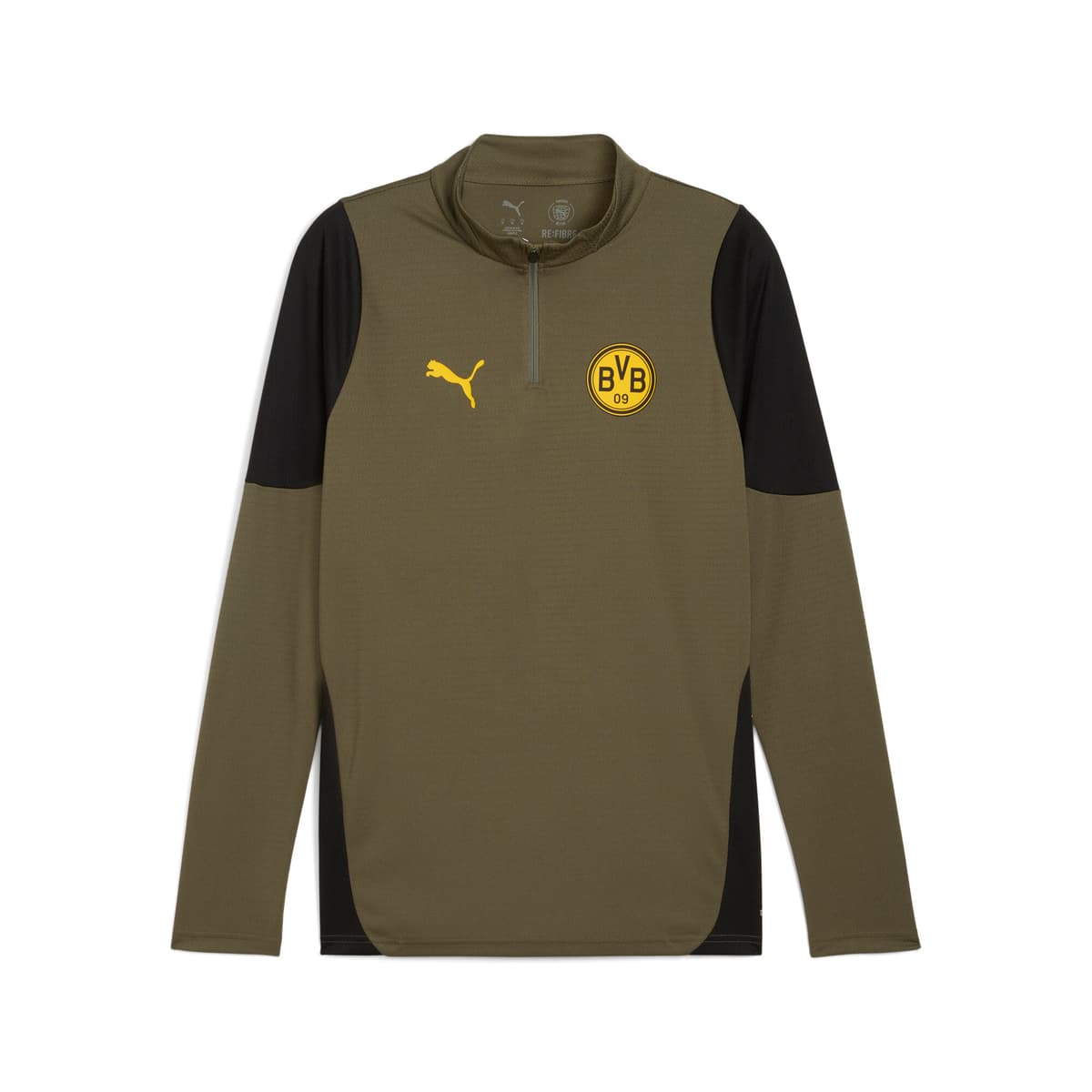 PUMA Borussia Dortmund trainingstop met kwartrits voor Heren, Groen/Zwart, Maat M