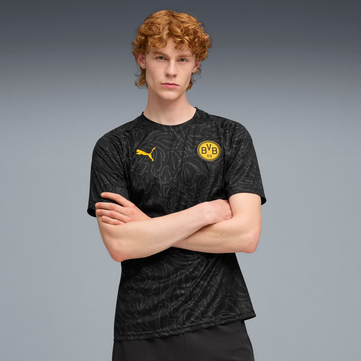 PUMA Borussia Dortmund pre-match shirt voor Heren, Zwart/Geel, Maat L thumbnail 6