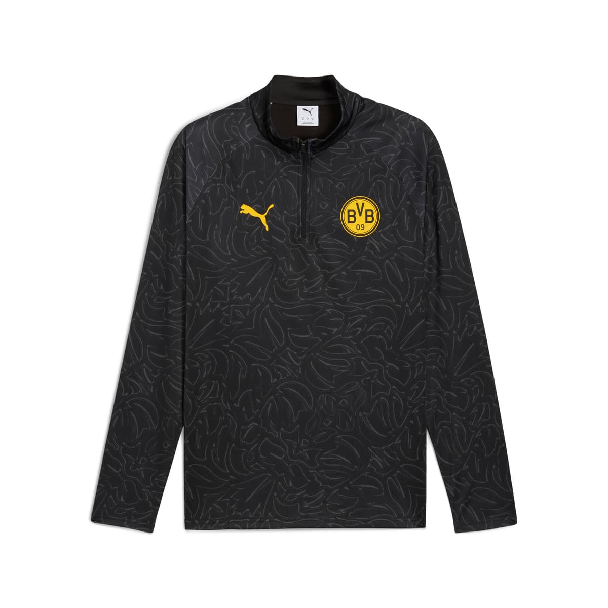 PUMA Borussia Dortmund prematch-top met kwartrits voor Heren, Zwart/Geel, Maat XXL