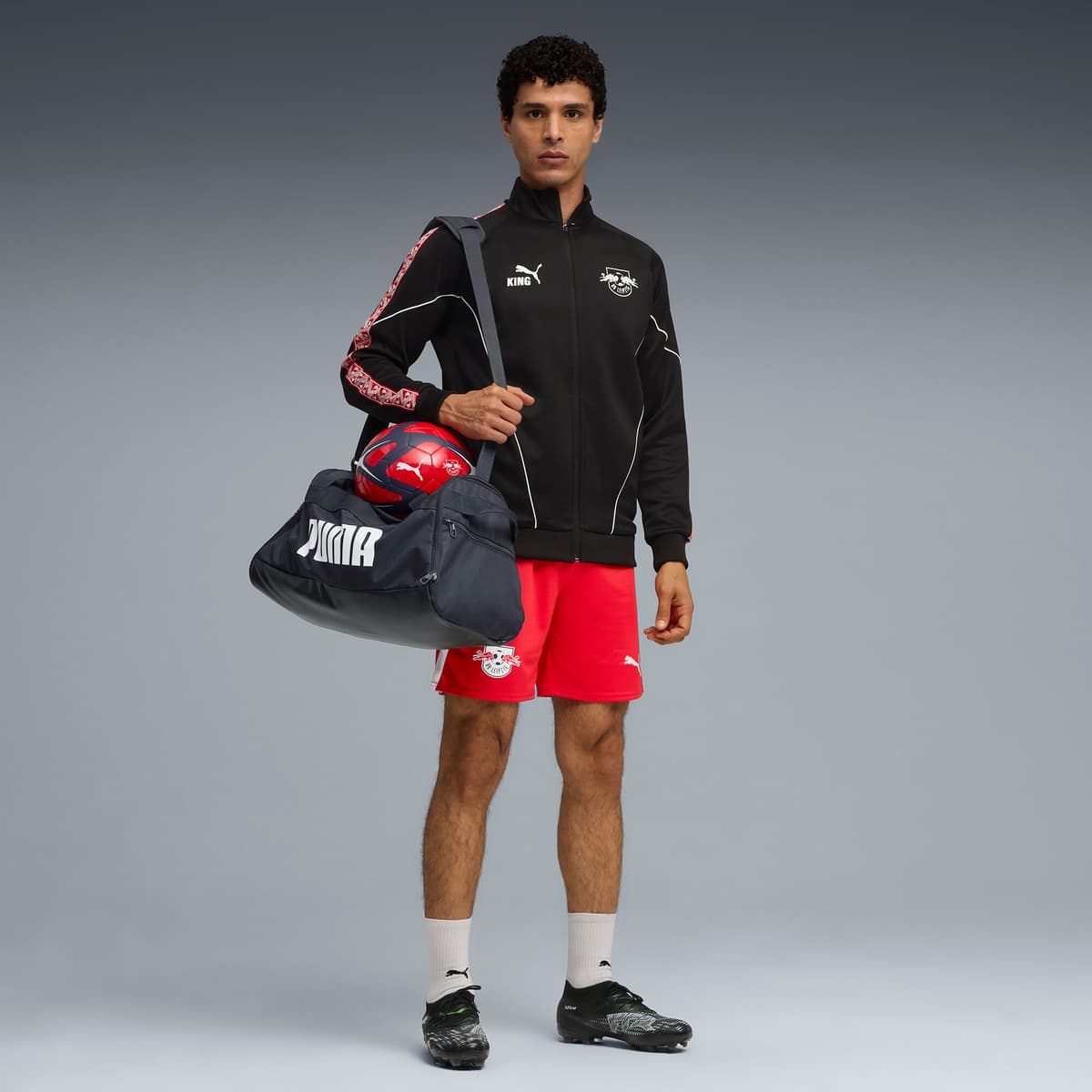 PUMA RB Leipzig KING Anthem jack voor Heren, Zwart/Rood, Maat XL thumbnail 6