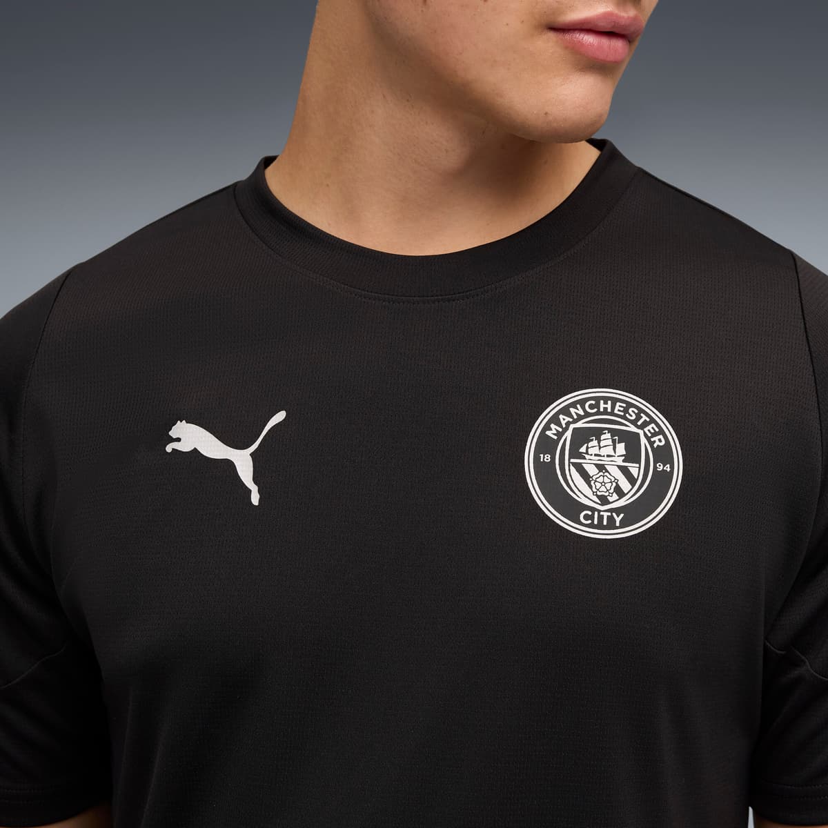 PUMA Manchester City trainingsshirt voor Heren, Zwart/Zilver, Maat XL thumbnail 5
