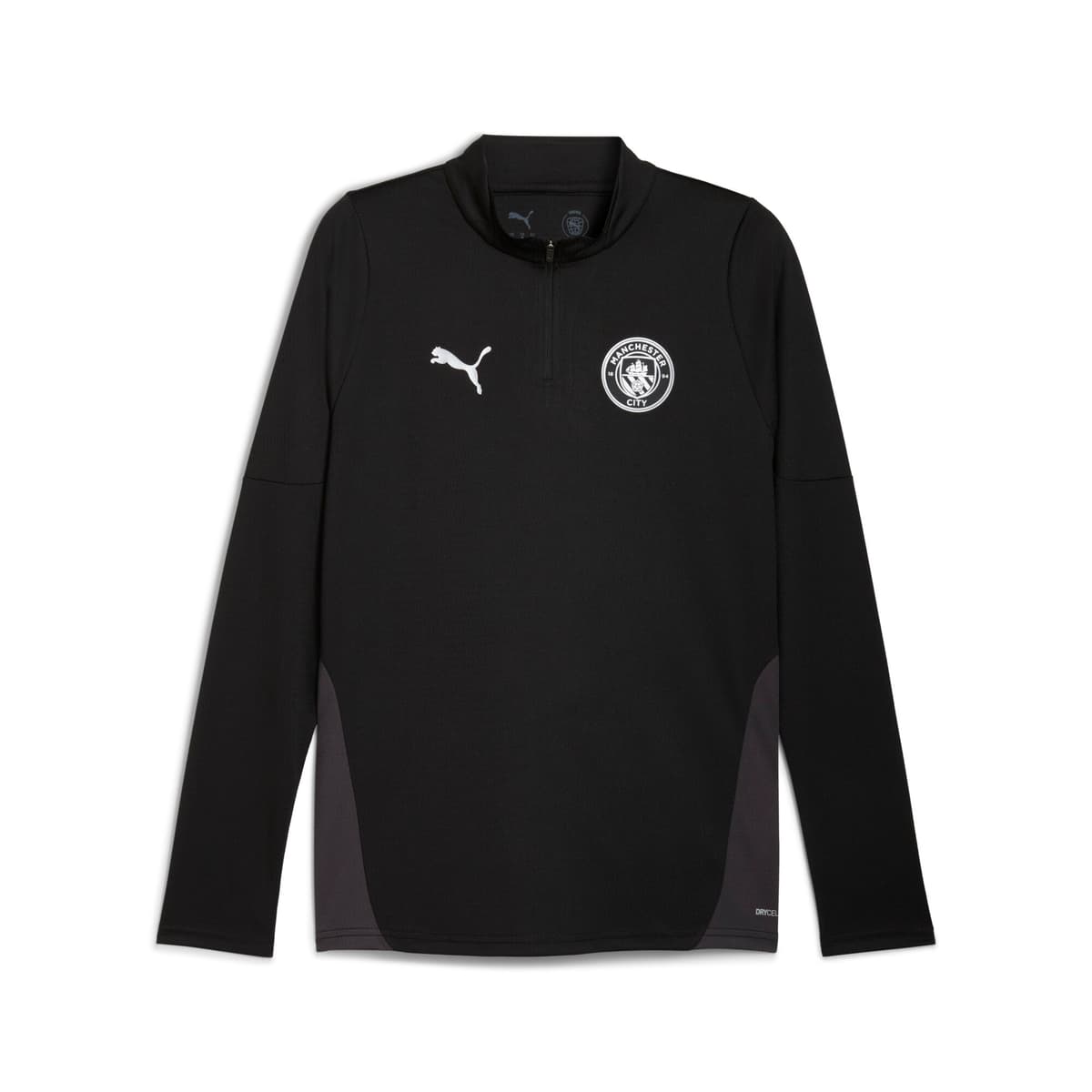 PUMA Manchester City trainingstop met kwartrits voor Heren, Zwart/Zilver, Maat S