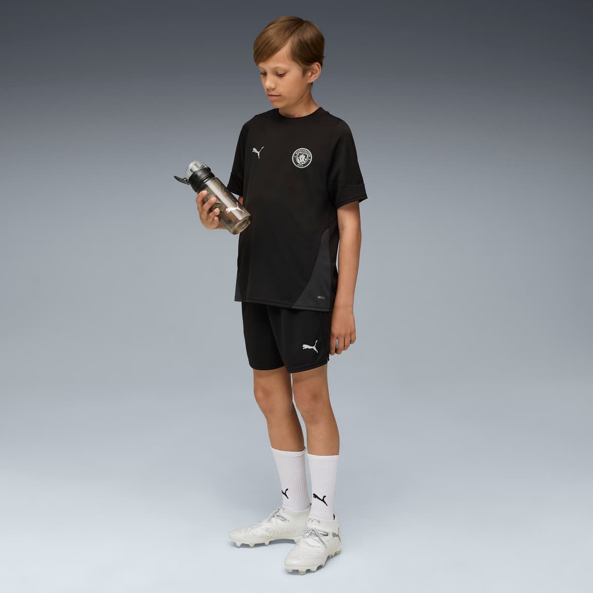 PUMA Manchester City trainingsshort, Zwart/Zilver, Maat 9-10Y thumbnail 5