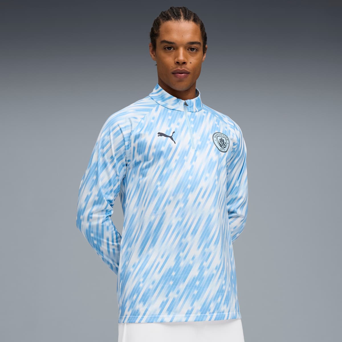 PUMA Manchester City top met kwartrits voor Heren, Zilver, Maat L thumbnail 6