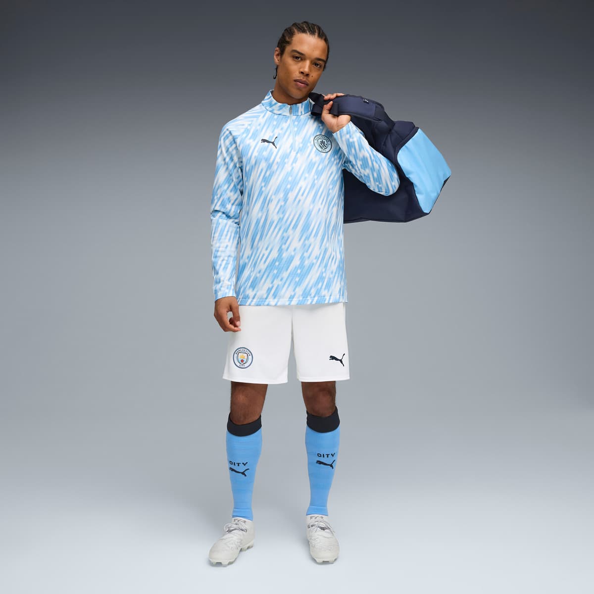 PUMA Manchester City top met kwartrits voor Heren, Zilver, Maat L thumbnail 4