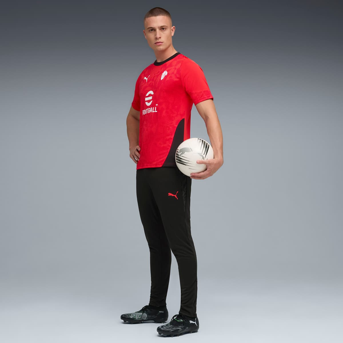 PUMA AC Milan trainingsshirt voor Heren, Zwart/Rood, Maat S thumbnail 2