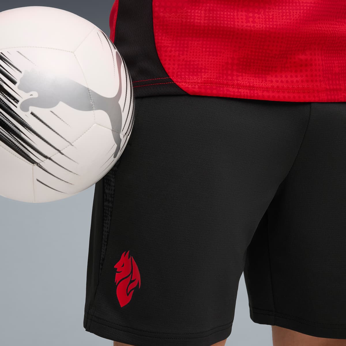PUMA AC Milan trainingsshort voor Heren, Zwart/Rood, Maat XL thumbnail 5