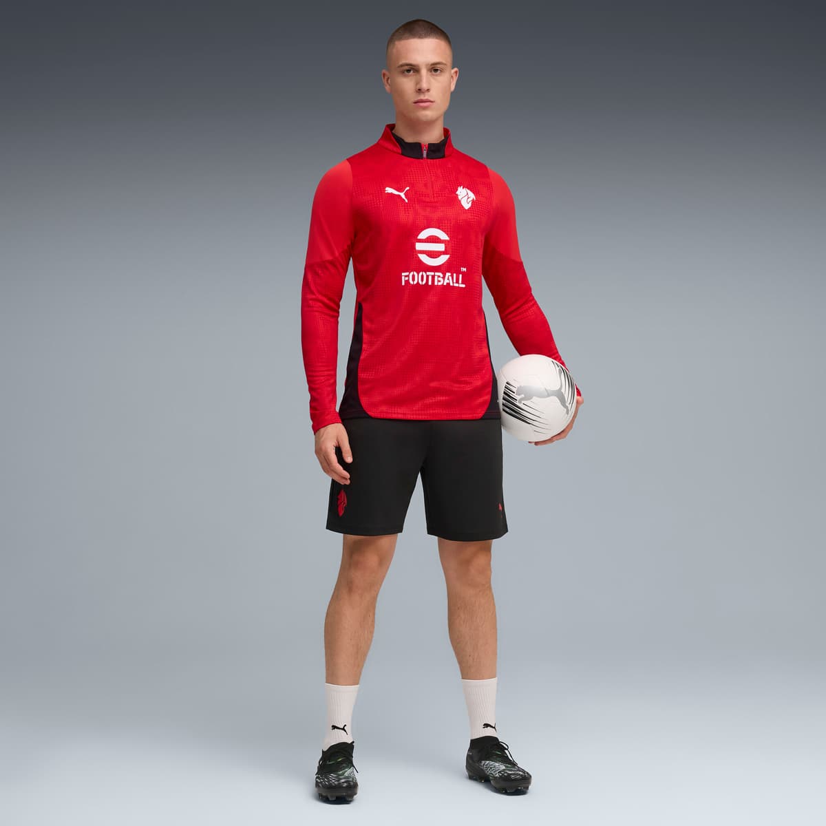 PUMA AC Milan trainingsshort voor Heren, Zwart/Rood, Maat XL thumbnail 4