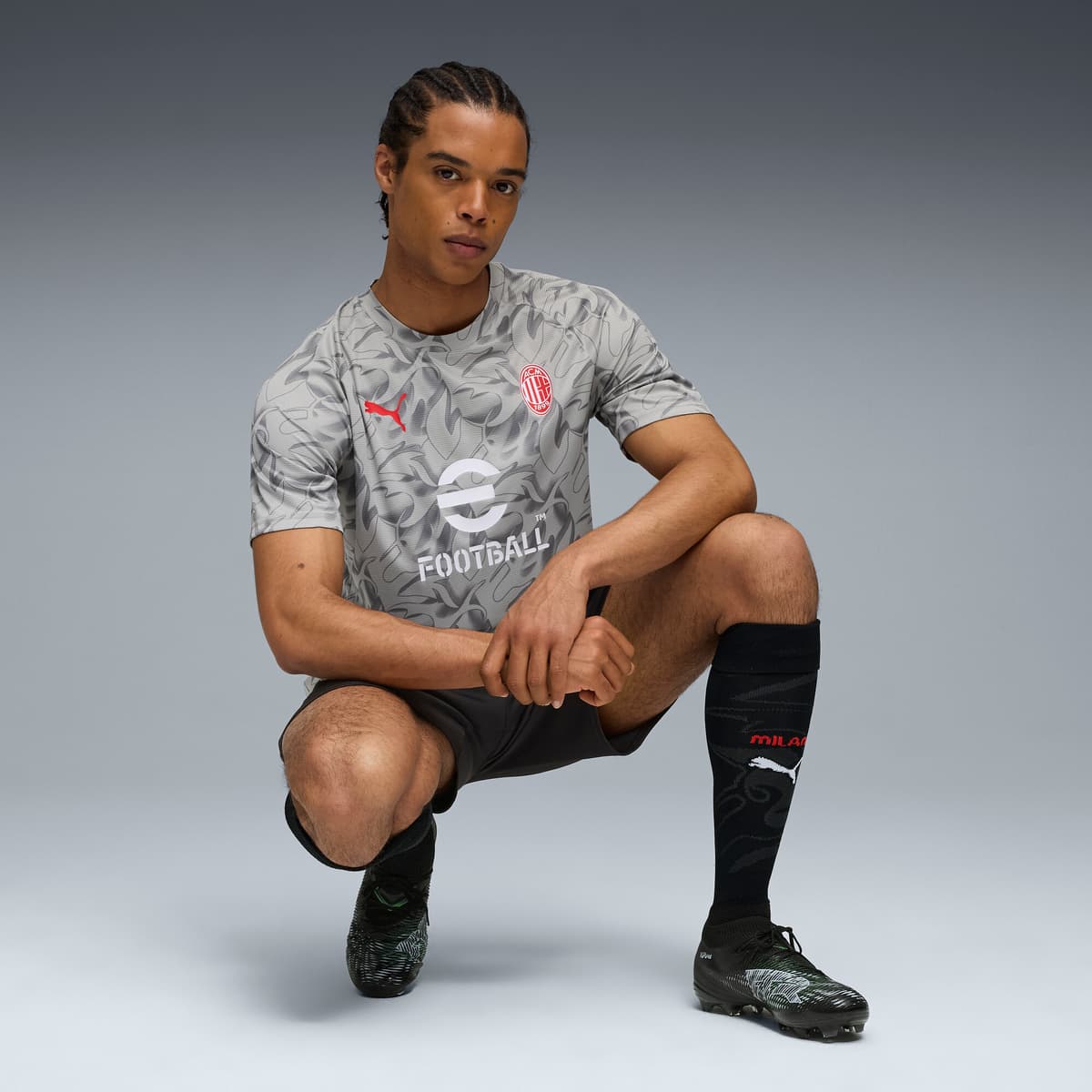 PUMA AC Milan Pre-match shirt voor Heren, Grijs/Wit, Maat L thumbnail 4