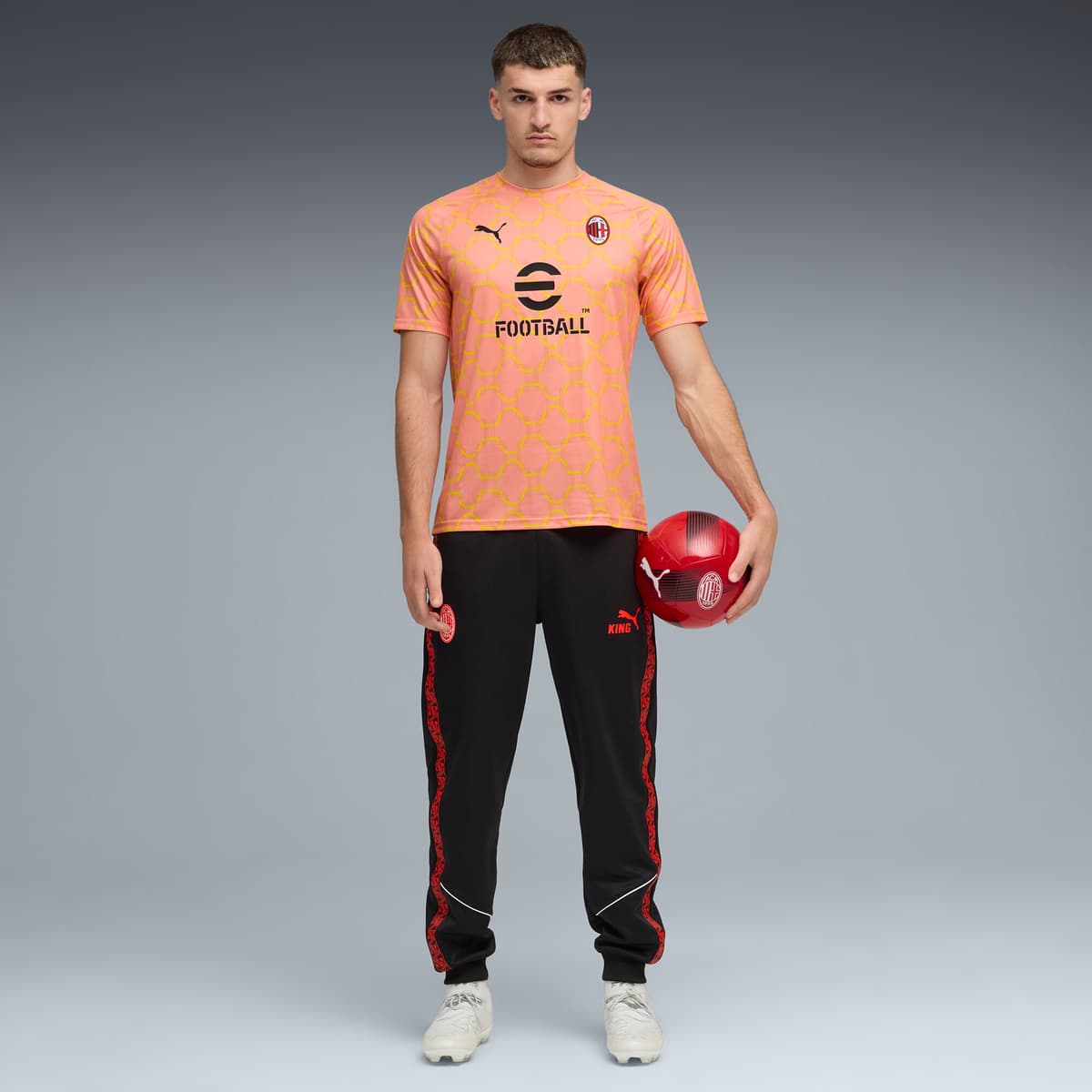 PUMA AC Milan Pre-match shirt voor Heren, Roze/Geel, Maat L thumbnail 4