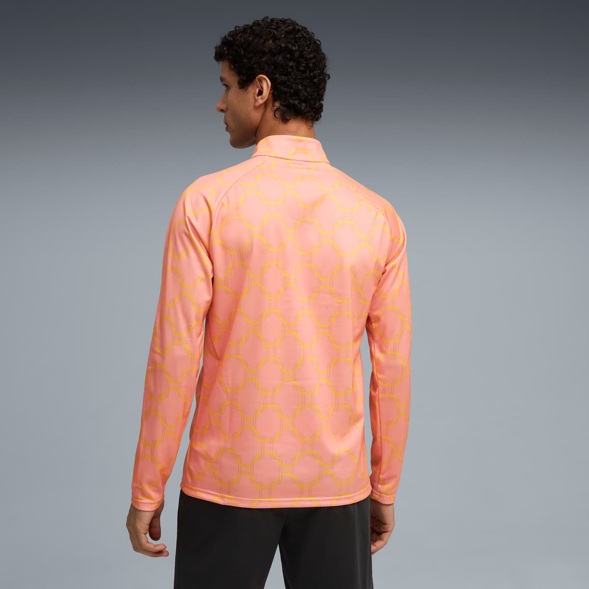 PUMA AC Milan prematch-top met kwartrits voor Heren, Roze/Geel, Maat XL thumbnail 3