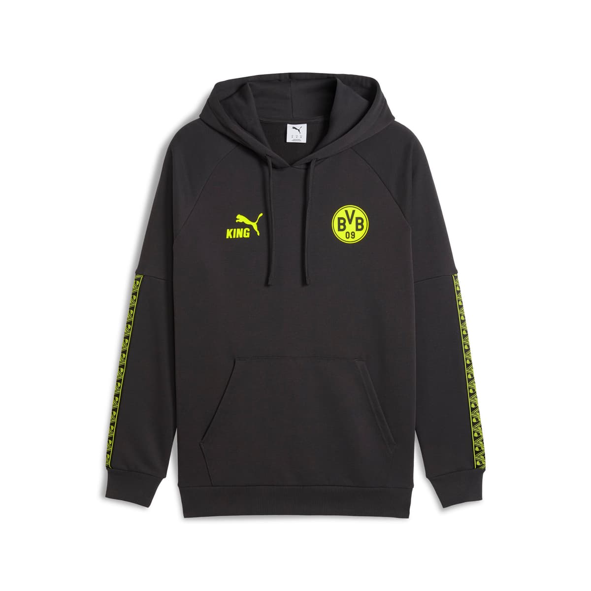 PUMA Borussia Dortmund KING hoodie voor Heren, Grijs/Geel, Maat XXL