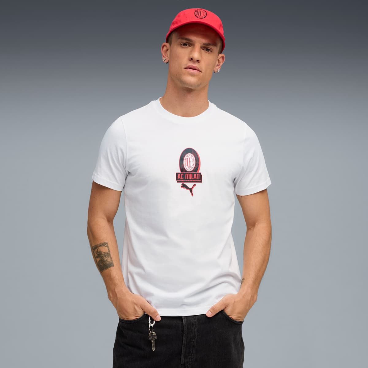 PUMA AC Milan FtblCulture T-shirt voor Heren, Rood/Wit, Maat XS thumbnail 4