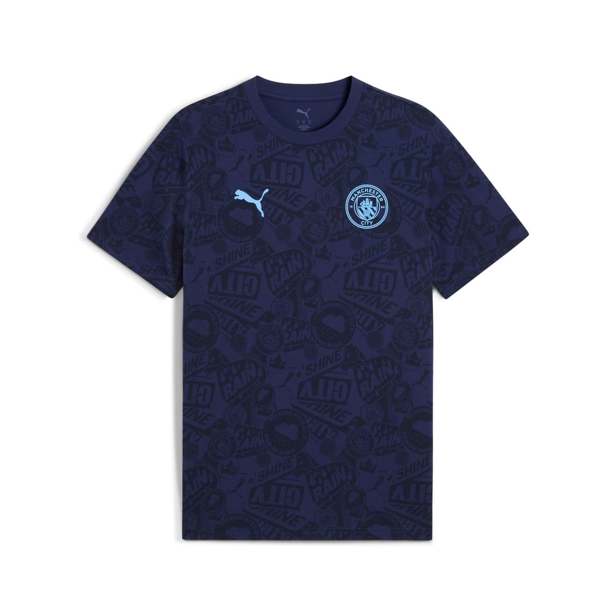PUMA Manchester City FtblCulture T-shirt met all-over-print voor Heren, Blauw, Maat XL