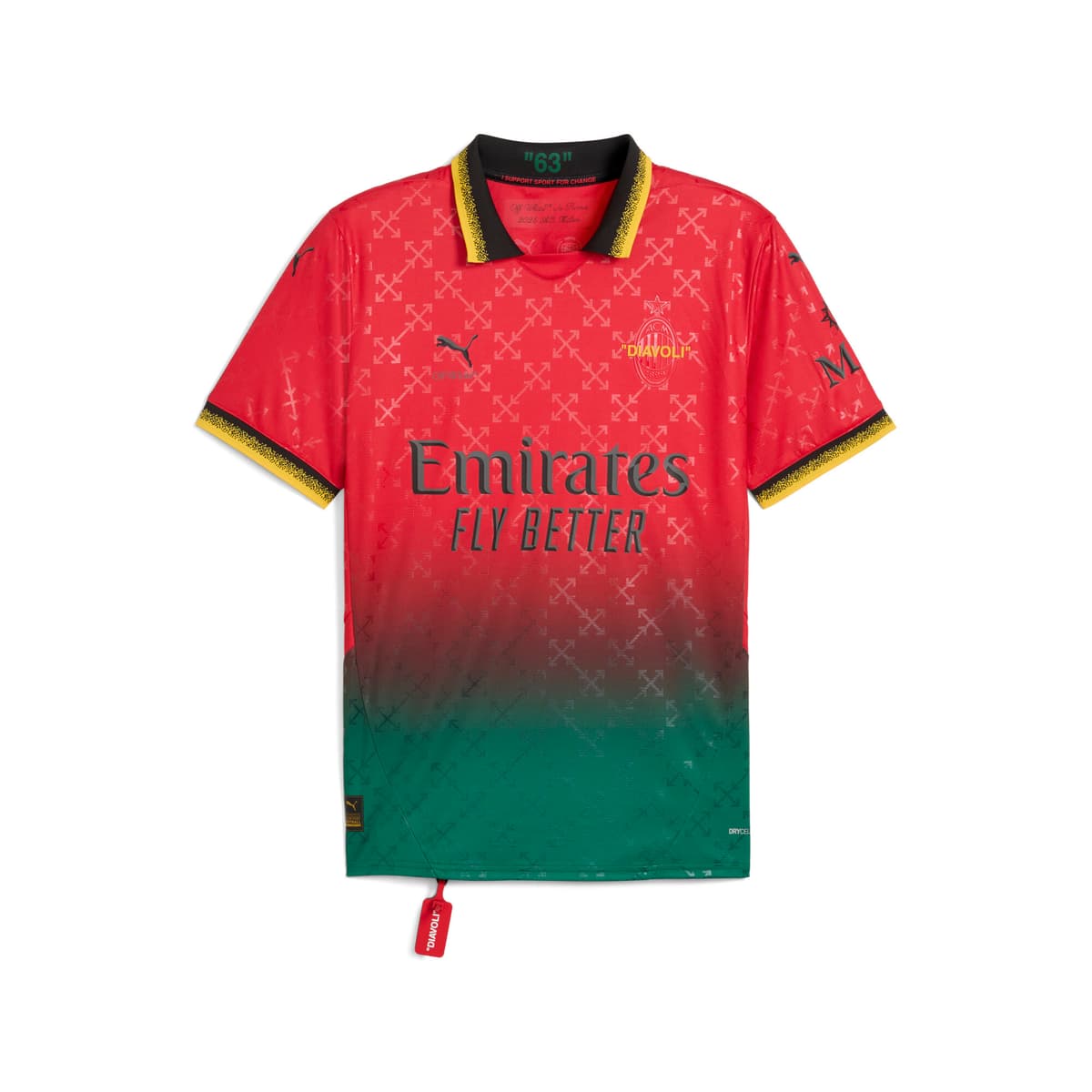 PUMA AC MILAN x OFF-Witâ¢ Replica shirt voor Heren, Zwart/Rood, Maat M thumbnail 3