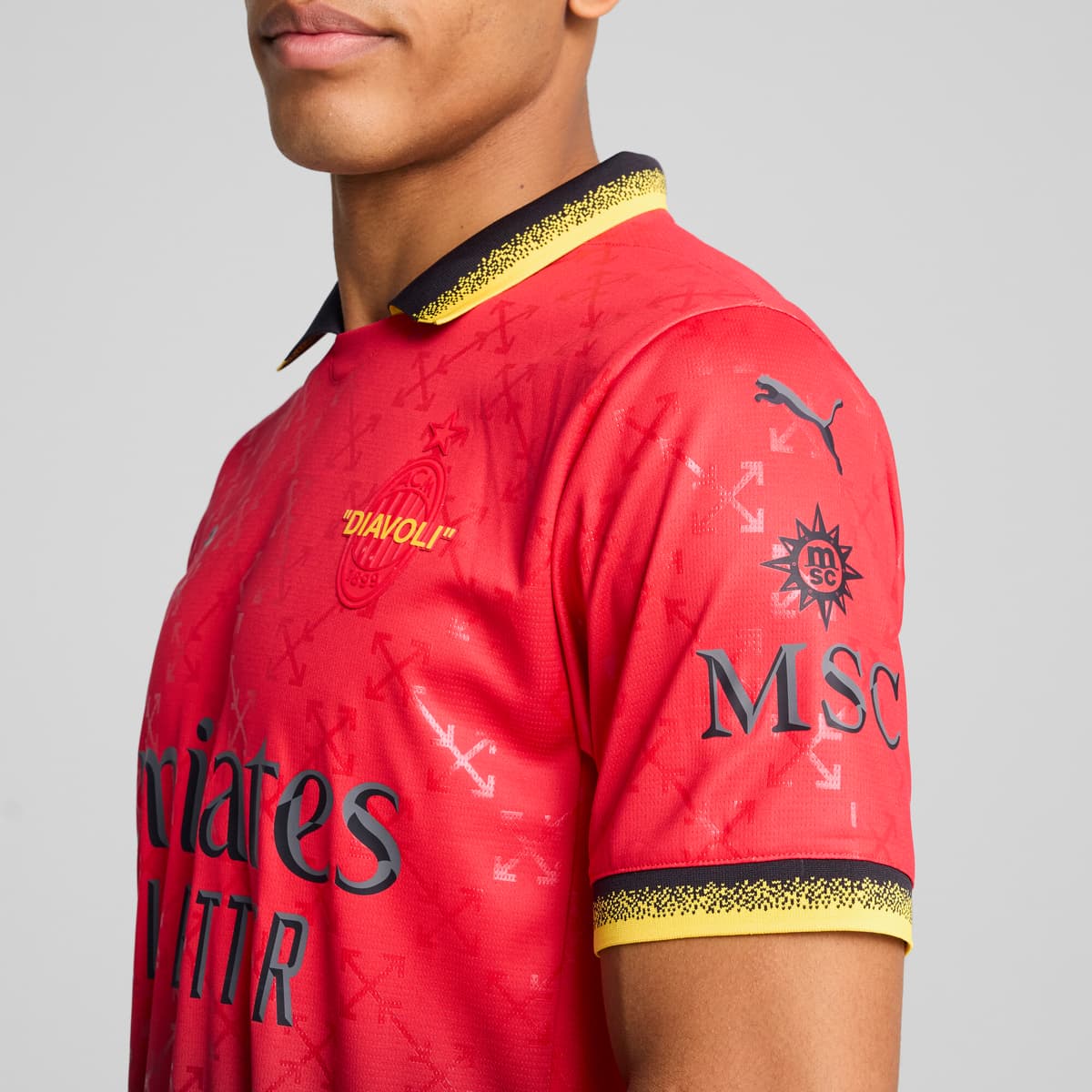 PUMA AC MILAN x OFF-Witâ¢ Replica shirt voor Heren, Zwart/Rood, Maat M thumbnail 8