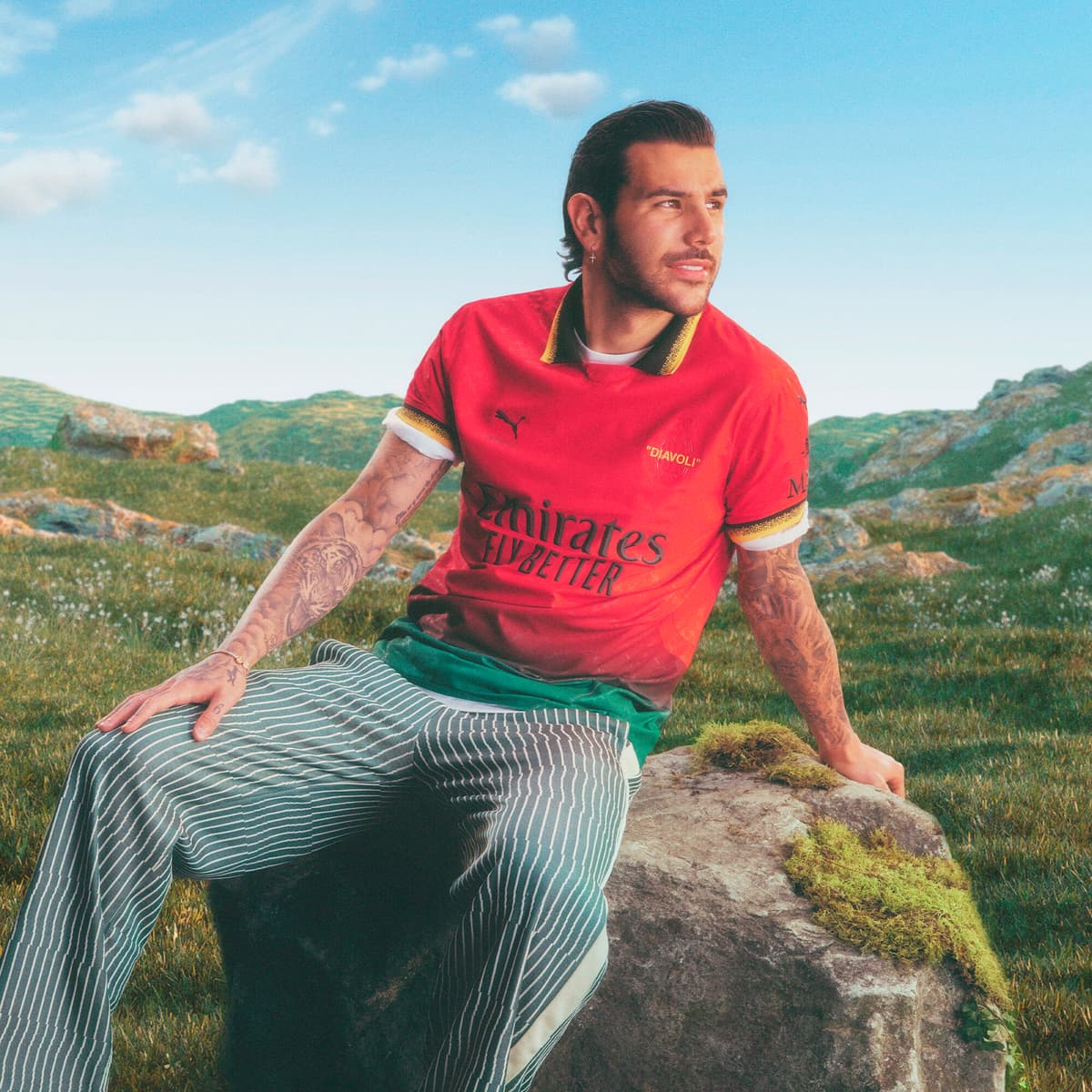 PUMA AC MILAN x OFF-Witâ¢ Replica shirt voor Heren, Zwart/Rood, Maat M thumbnail 4