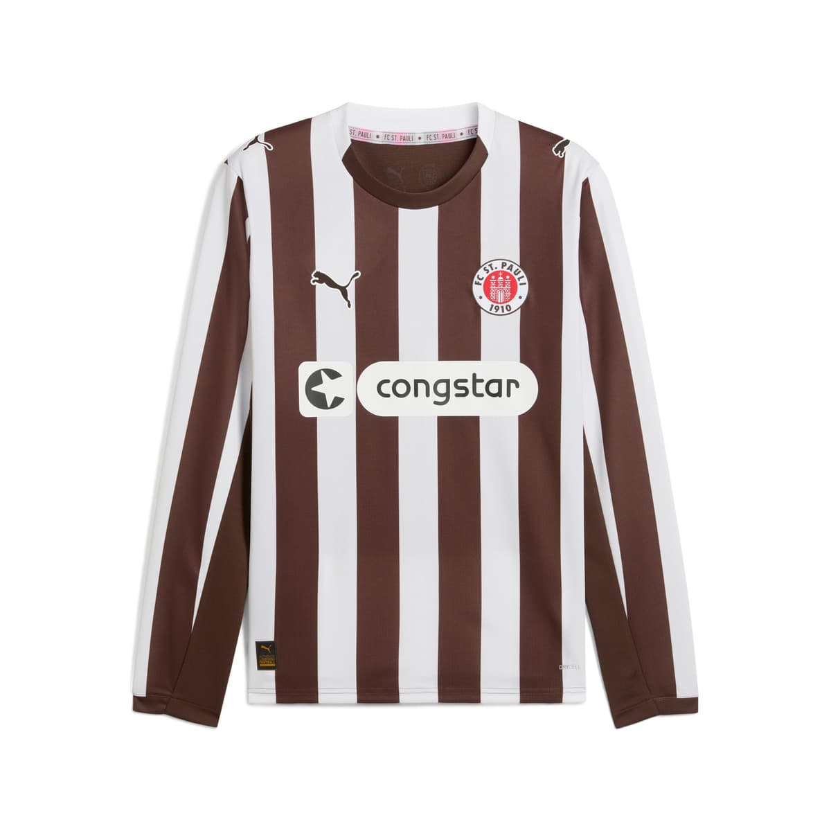PUMA FC St. Pauli 25/26 thuisshirt met lange mouwen voor Heren, Wit/Bruin, Maat L