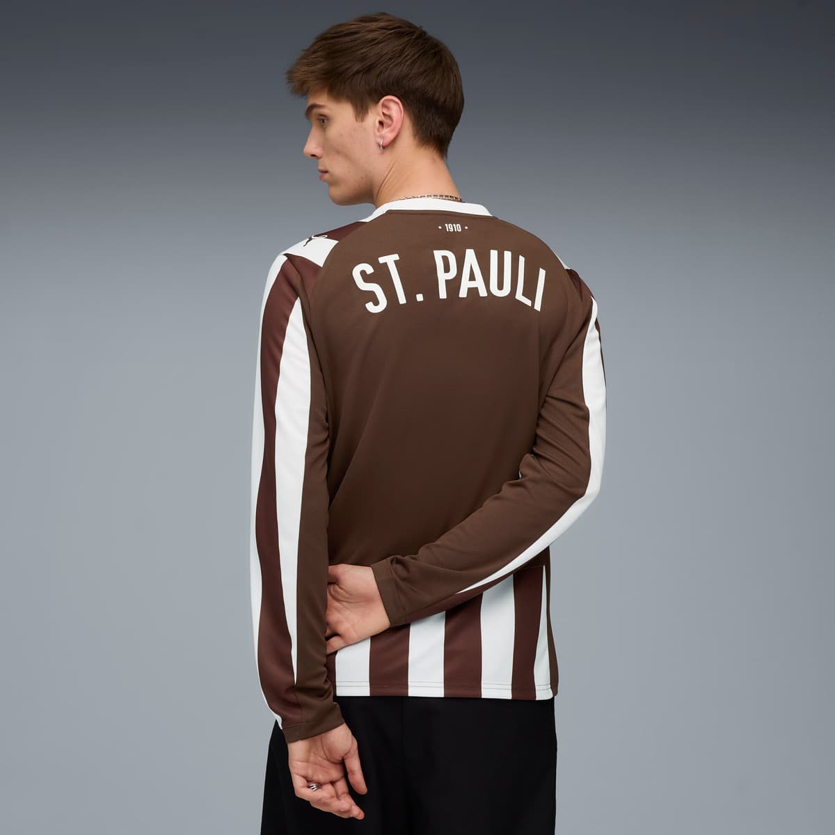 PUMA FC St. Pauli 25/26 thuisshirt met lange mouwen voor Heren, Wit/Bruin, Maat L thumbnail 3