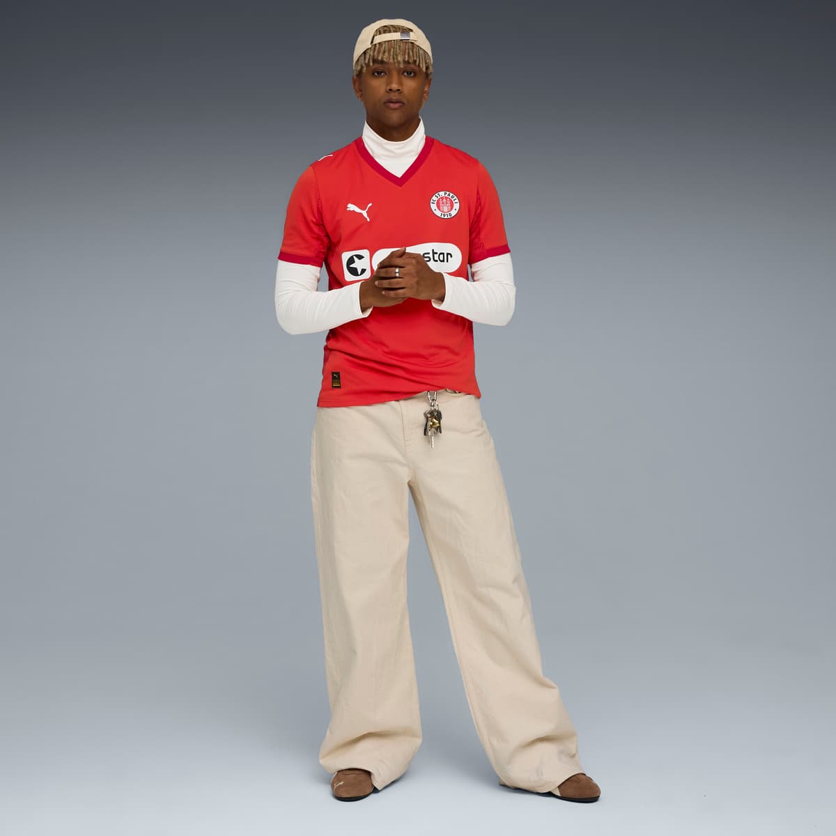 PUMA FC St. Pauli 25/26 vierde shirt voor Heren, Rood/Wit, Maat XS thumbnail 4