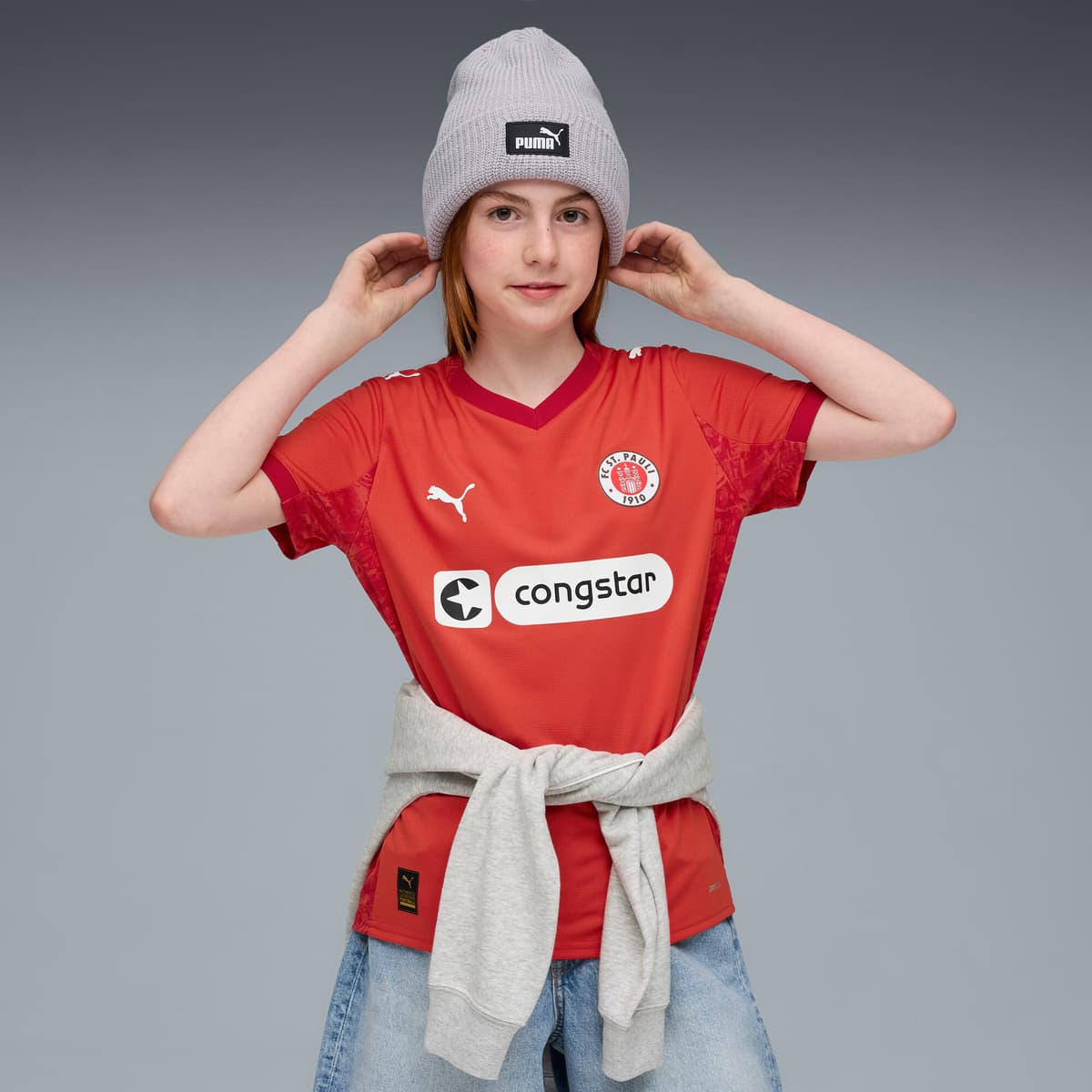 PUMA FC St. Pauli 25/26 vierde shirt, Rood/Wit, Maat 2-3Y