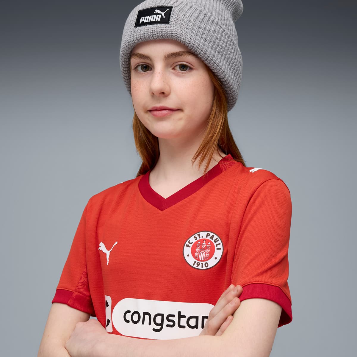 PUMA FC St. Pauli 25/26 vierde shirt, Rood/Wit, Maat 2-3Y thumbnail 6