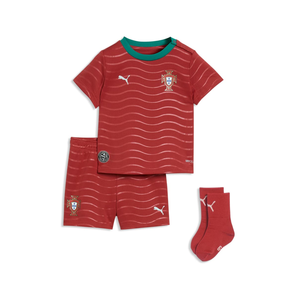 PUMA Portugal 2026 baby-thuistenue, Groen/Rood, Maat 1-2Y
