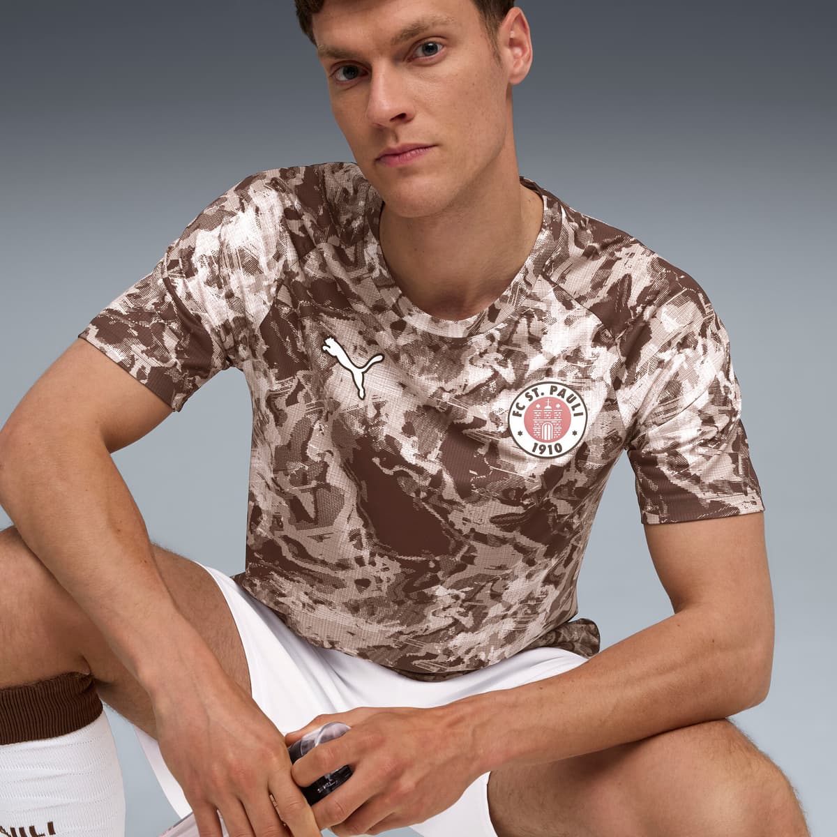 PUMA FC St. Pauli prematch-shirt voor Heren, Wit/Bruin, Maat M thumbnail 5