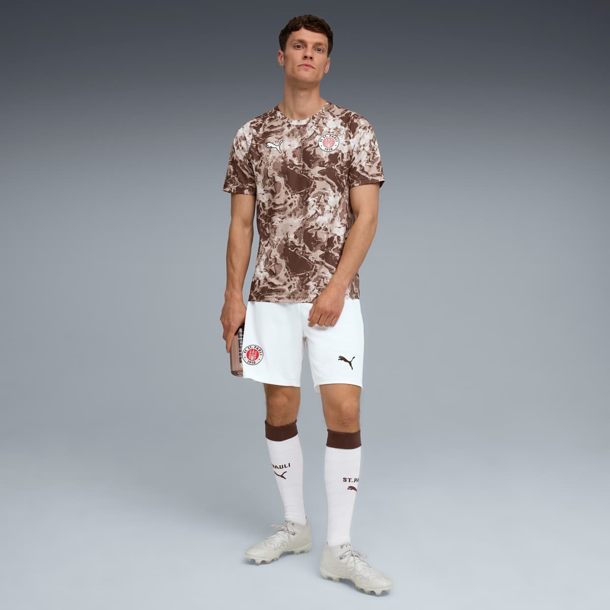 PUMA FC St. Pauli prematch-shirt voor Heren, Wit/Bruin, Maat M thumbnail 4