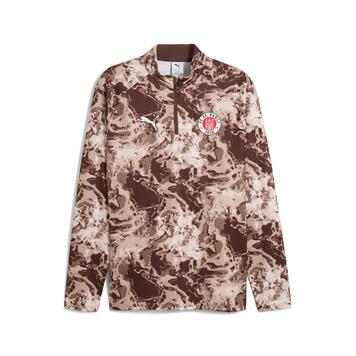 PUMA Girona FC pre-match shirt met kwartrits voor Heren, Wit/Bruin, Maat XL