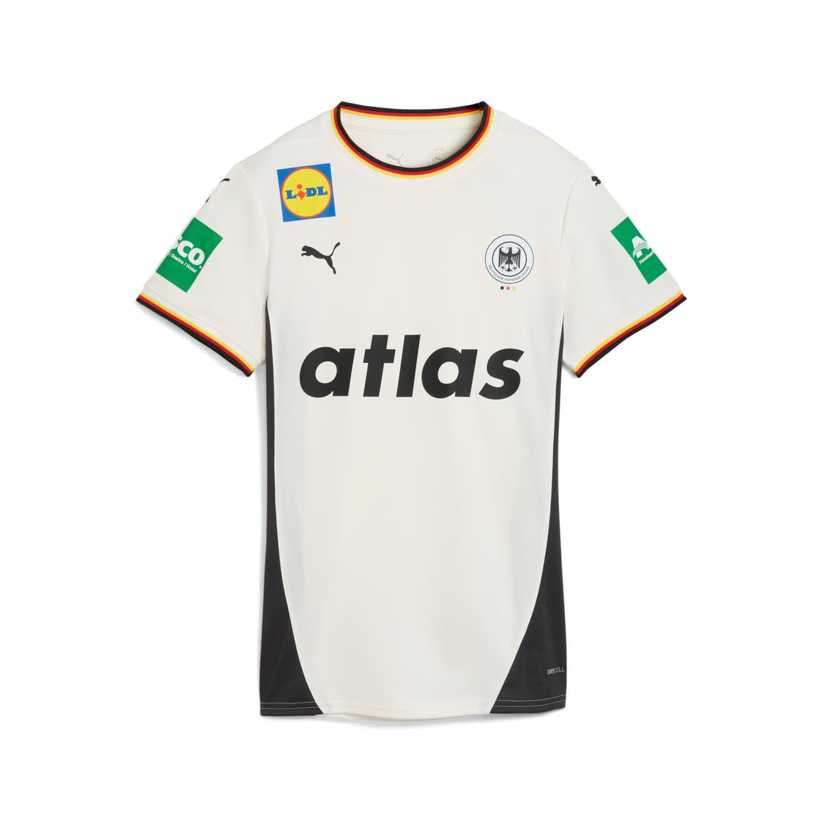 PUMA Duitse handbalbond thuisshirt voor Dames, Grijs/Wit, Maat L