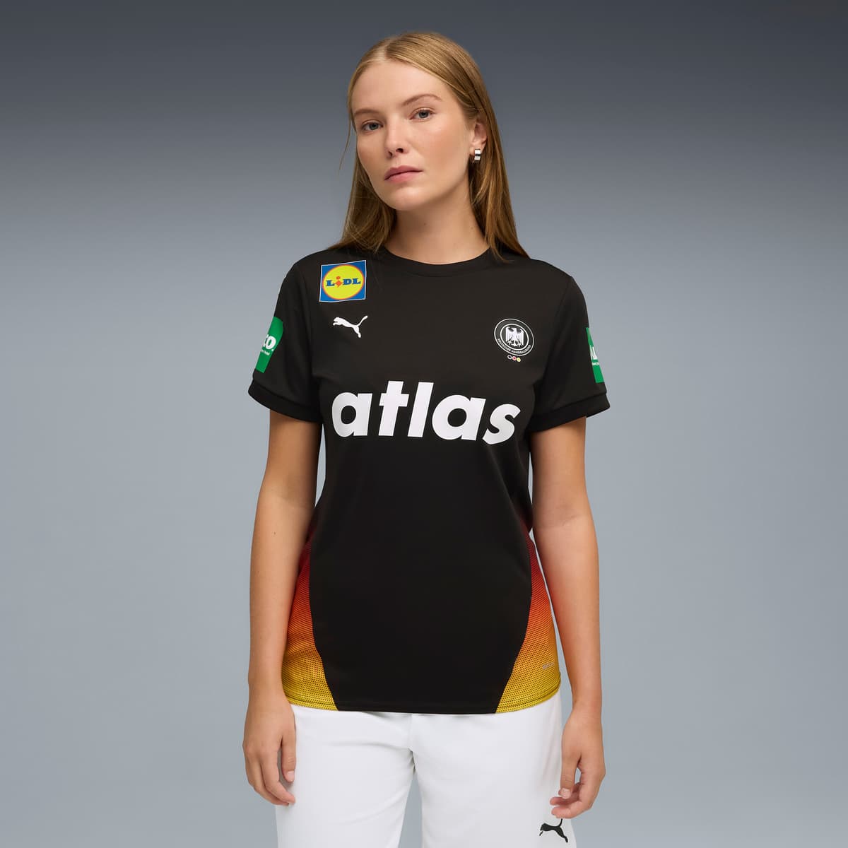 PUMA Duitse handbalbond uitshirt voor Dames, Zwart, Maat M thumbnail 4