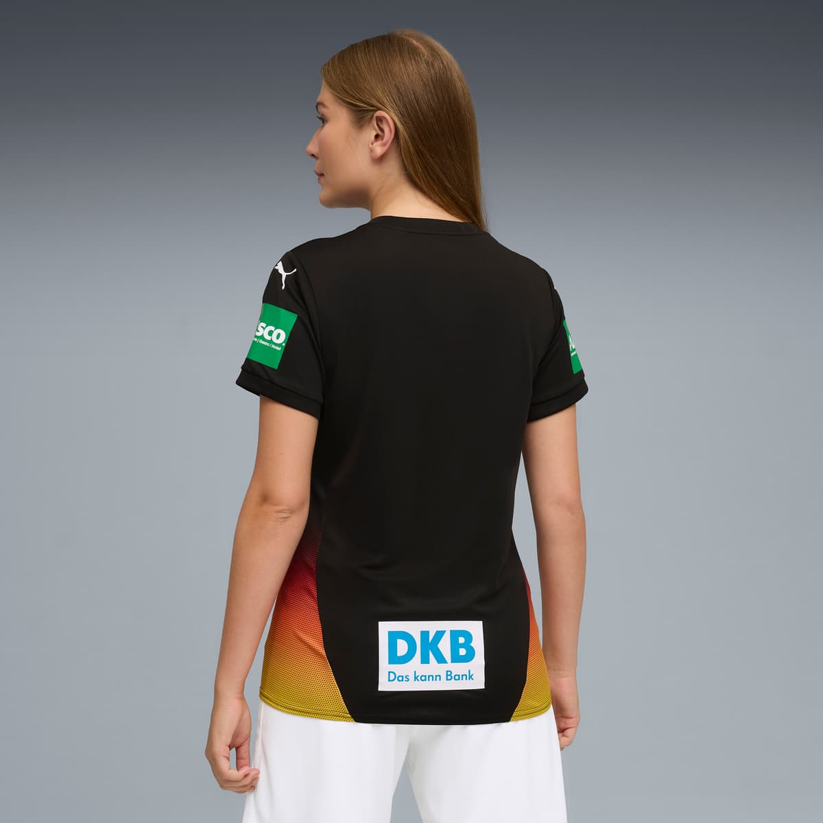PUMA Duitse handbalbond uitshirt voor Dames, Zwart, Maat M thumbnail 3