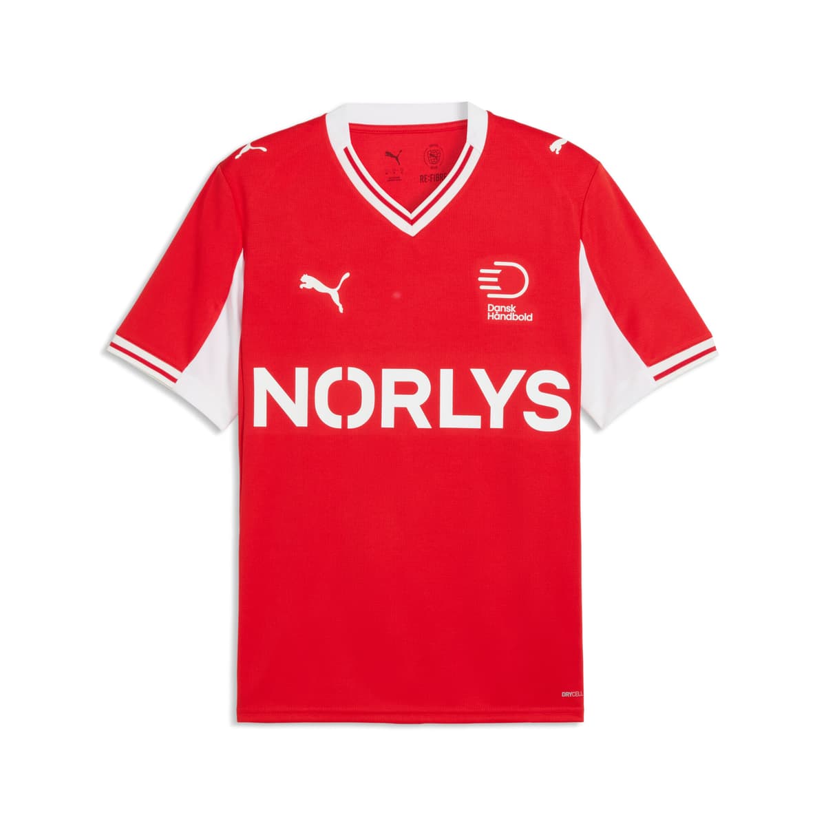 PUMA Deense handbalbond thuisshirt voor Heren, Rood/Wit, Maat XL