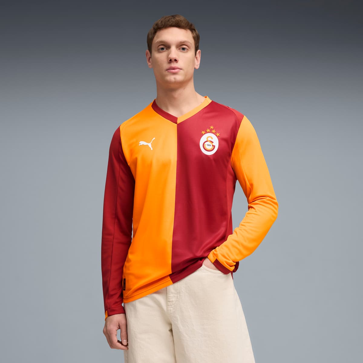 PUMA Galatasaray SK thuisshirt met lange mouwen voor Heren, Rood/Oranje, Maat XS thumbnail 6