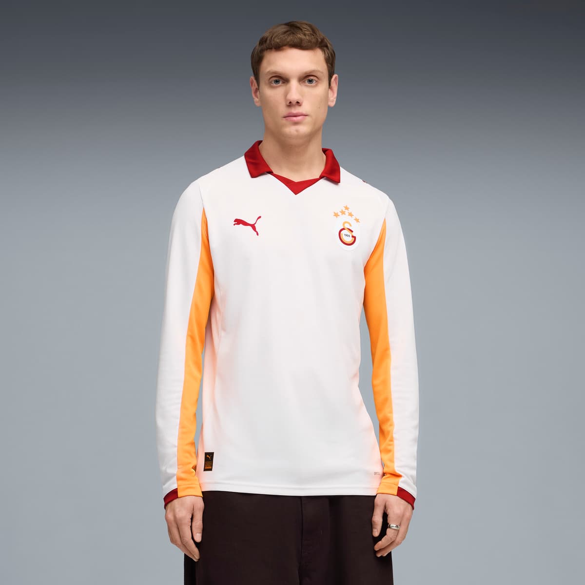 PUMA Galatasaray SK uitshirt met lange mouwen voor Heren, Wit/Oranje, Maat XS thumbnail 6
