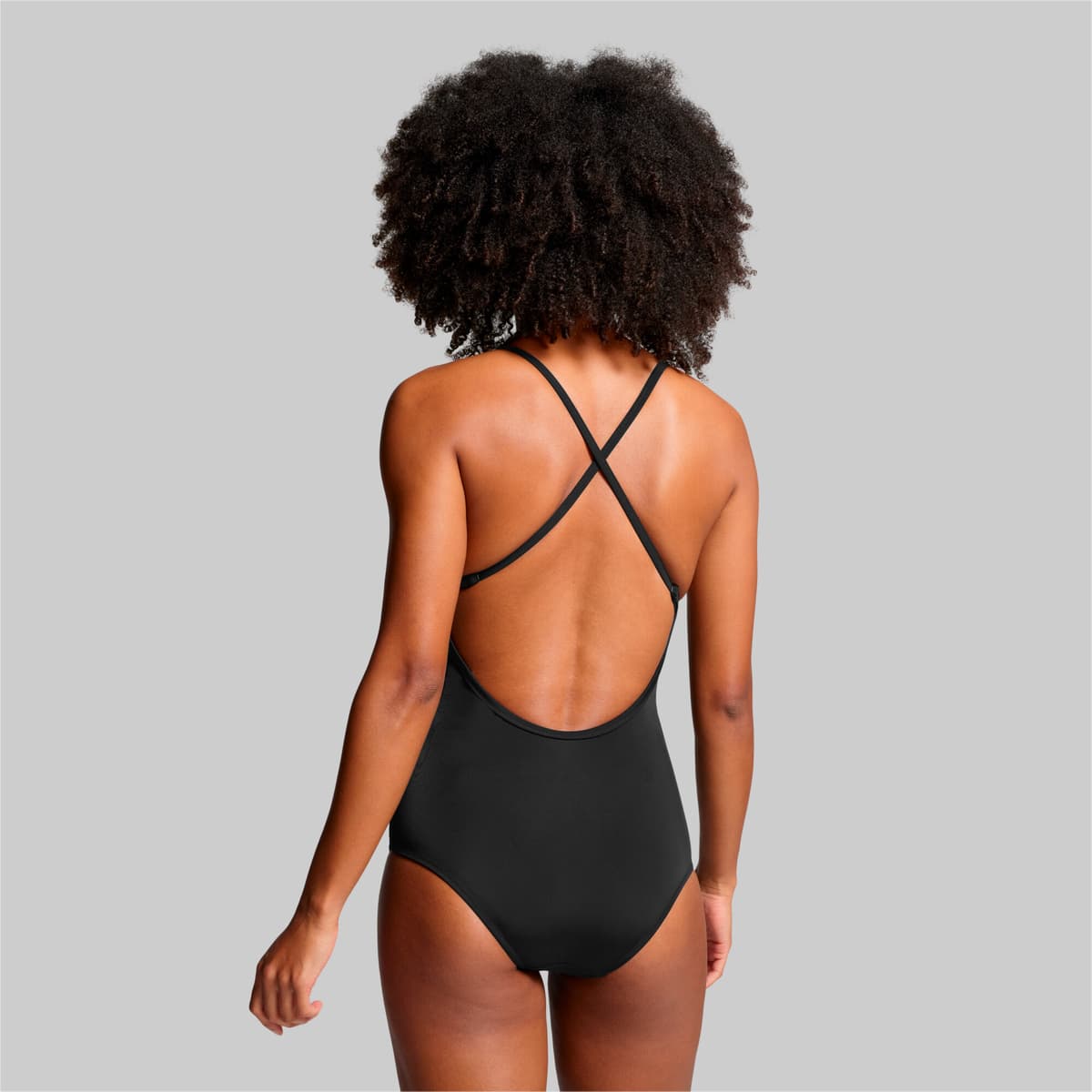 PUMA Swim Badpak met V-hals en Gekruiste Bandjes voor Dames, Zwart, Maat S thumbnail 2