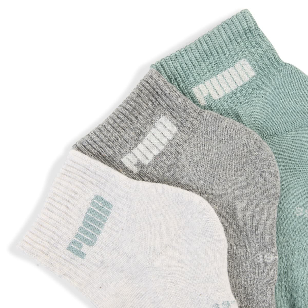 PUMA uniseks korte sokken, Groen/Grijs, Maat 35-38 thumbnail 2