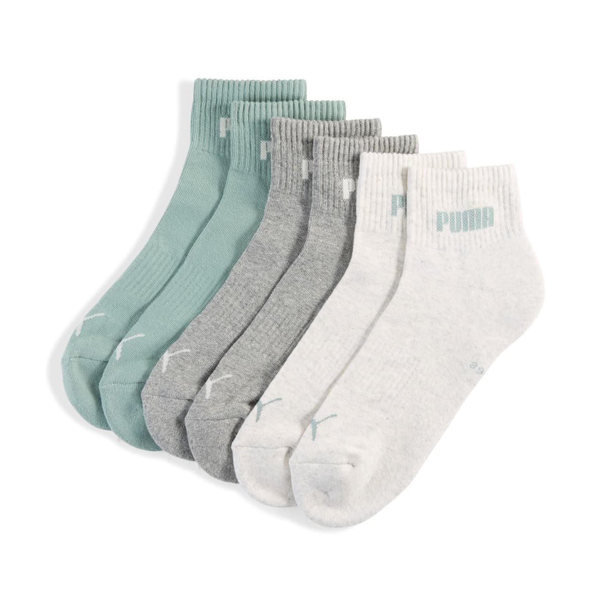 PUMA uniseks korte sokken, Groen/Grijs, Maat 35-38