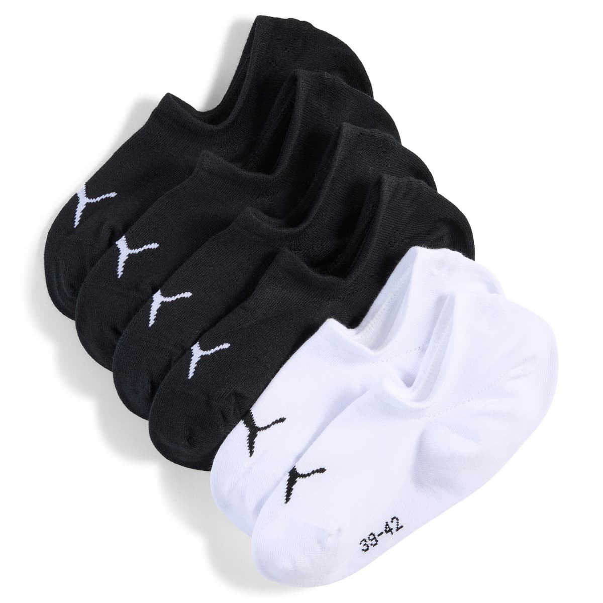 PUMA Uniseks voetjes, Zwart/Wit, Maat 43-46