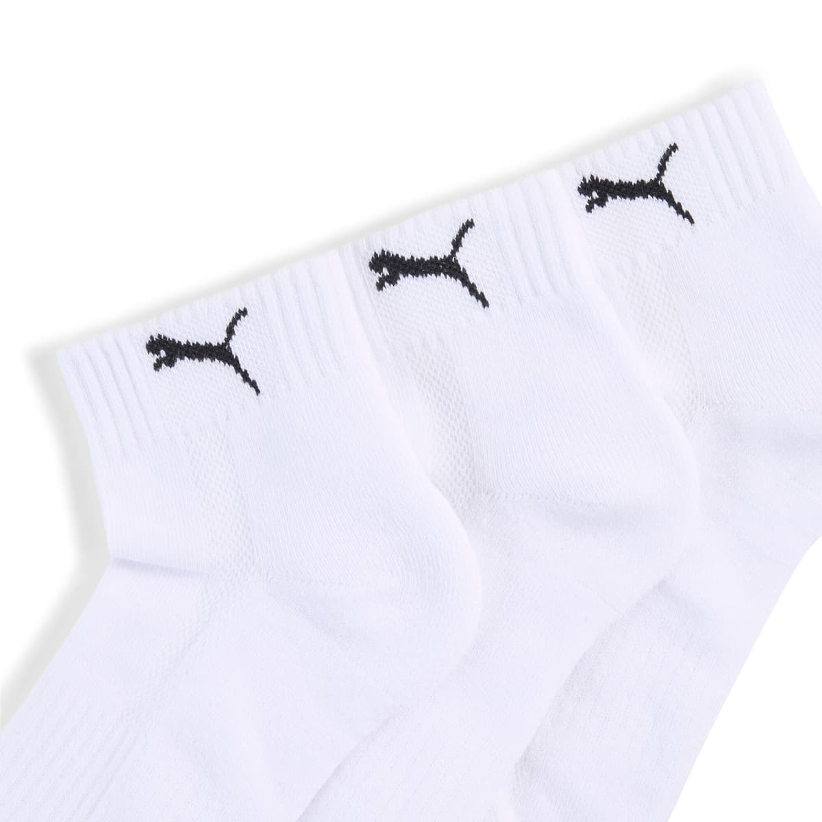 PUMA Uniseks quartersokken (set van 3 paar), Wit, Maat 39-42 thumbnail 2
